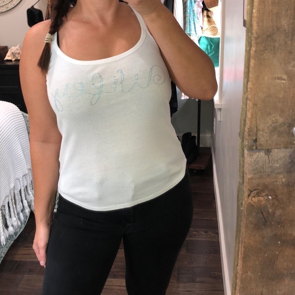 Betsey Johnson small wifey sequin tank top w/bow